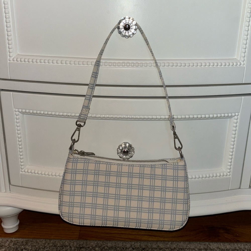Blue plaid handbag